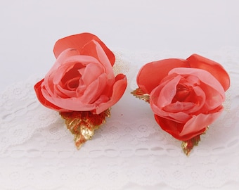Wedding Boutonniere Coral Flower Groom Boutonniere Coral Flower Pin Set of 2