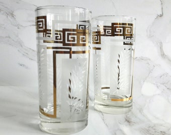 Set of 2 Gold Greek Key Glasses