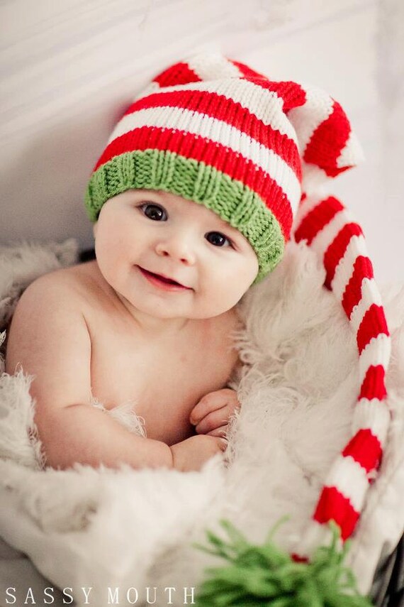 Download Knit Baby Hat Christmas Long Stocking Cap Elf Newborn