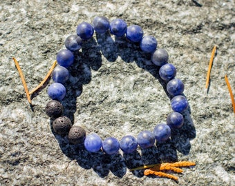 Matte Sodalite Lava Diffuser Bracelet