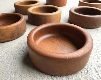 Set of 7 Teak Bowls Nissen Denmark Danish Modern Mid Century