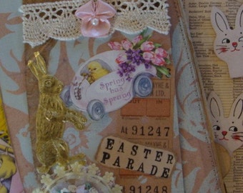 Vintage Easter Bunnies Antique Kitsch and Rare 1940s Antique thin cardboard Rabbits Diecuts