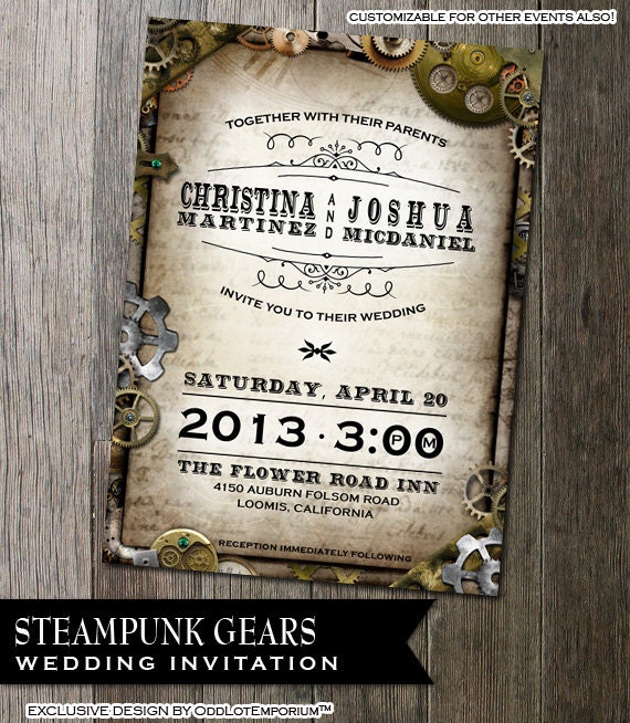 Steampunk Wedding Invitations Templates 4