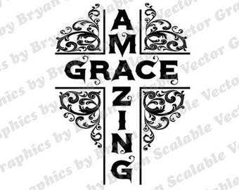 Amazing Grace dxf,png,SVG,EPS,Silhouette Files,Scan n Cut files,Cricut Files,Digital cut file,SVG Cut File,Vinyl Cutter,Vector Art