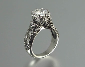 The ENCHANTED PRINCESS 14K white gold White Sapphire engagement ring