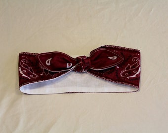 Maroon Bandana Head Scarf Women's 1940's style retro vintage inspired head wrap scarf rockabilly Maroon bandana head scarf head wrap