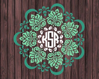 Mandala Car Decal, Vinyl Sticker, Custom Monogram Decal, Vinyl Decal, Yeti Cup Monogram, Mandala Monogram Decal