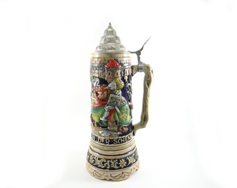 Beer Stein, German Stein 1 Liter, Musical Beer Stein, Wer Soll Das Bezahlen Musical Stein