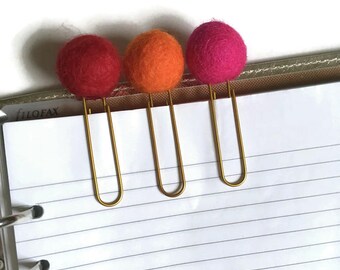 Planner Paper Clips // Planner Pom Poms // Planner Pom Clips // Planner Bookmarks // Planner Page Markers // Pom Paper Clips / Planner Clips