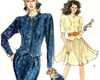 Vogue 7300 Best in Show Top & Fit or Flared Skirt 1988 / SZ12-16 UNCUT