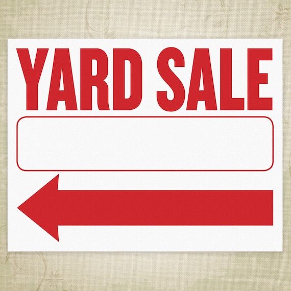 Yard Sale Flyer Printable Sign PDF Left & Right Arrows Yard