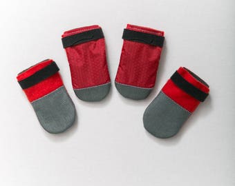 Large Kawaii Dog Bootie Socks Red - Ripstop + Fleece