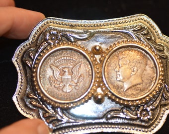 BELT BUCKLE With 1964 Half Dollars
