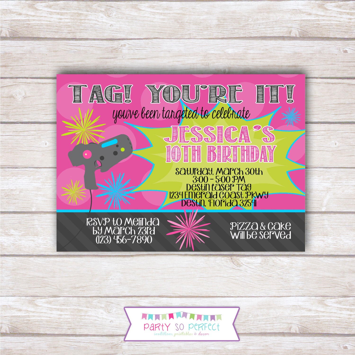 LASER TAG Birthday Party Invitation Printable