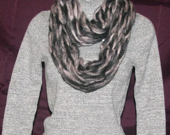 Black and Gray Infinity Chunky Scarf