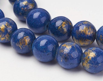 Jasper natural mashan reflection blue Lurex, 10 mm hole: 1.5 mm, set of 10