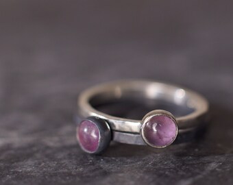 Amethyst Silver Satellite Ring