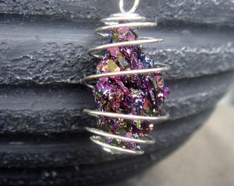 Crystal Necklace - Titanium Druzy Necklace - Titanium Crystal Necklace - Aura Crystal Necklace - Boho Necklace - Rainbow Crystal Necklace