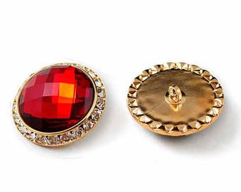 30mm Chessboard Rhinestone Button with Shank by each, SP-2442