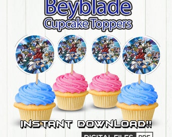 Beyblade Cupcake Toppers, Beyblade Party, Beyblade Birthday,Beyblade printable, Cupcake Toppers, Takao kinomiya, Rei Kon, Beyblade, DIGITAL