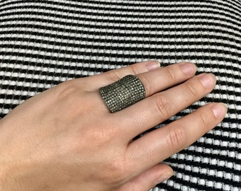 Vintage 925 sterling silver diamonds ring