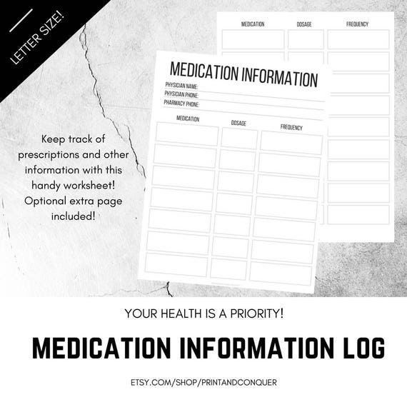 medication tracker prescription tracker printable medicine