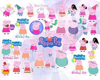 SVG Peppa Pig Clipart LAYERED Vector Cut File Cricut Design Silhouette Cameo Birthday Party Vinyl Tshirt Decal Transfer Paper Coloring Pages