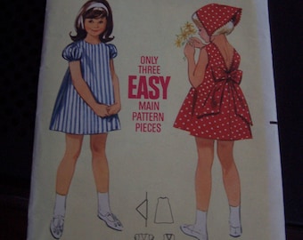 Butterick 4246 Girl Size 3 A-Line Summer Dress and Scarf VINTAGE 1960s