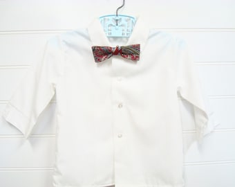Two Piece Set, Vintage Baby Clothes/Baby Boy Dress Shirt With Handmade Bow Tie. #