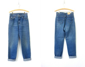80s Mom Jeans High Waist Jeans Washed Out Denim Tapered Vintage Jeans Distressed Faded Blue Denim Trousers Womens Size 32 x 32