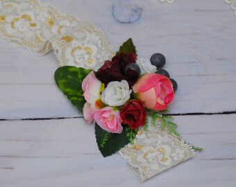 Pink flower Pink flower Flower halo Bridal Crown Woodland wedding Wedding hair accessory Wedding flower crown Flower crown Floral Wreath