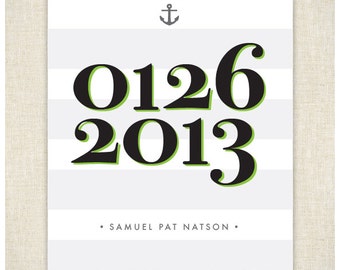 Personalized Baby Birth Date Print 8x10 Print