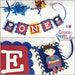 Glitter Boy Superhero "ONE" Highchair Banner, Age High Chair Banner, First Birthday Banner