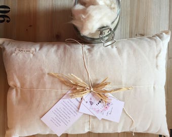 Pillow for children in organic cotton and kapok / pillow for baby nursery