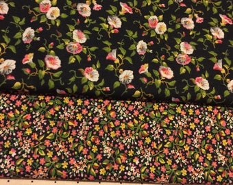 Little House on the Prairie 3-1/2 yd cuts. Darker blacks, one creamy background with black dots.