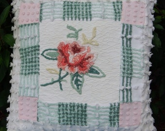 Summer's Blush Vintage Chenille Pillow