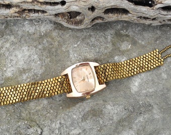 Jewelry - Father Time Dark Gold - Free Form Peyote Stitch Beaded Watch Bracelet - Bead Weaving - Removable Watch