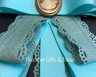 Bow Brooch - Aqua Vintage