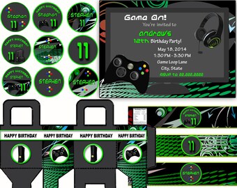 Video game party video game birthday, game on, video game birthday video game invitation gamer party digital printable