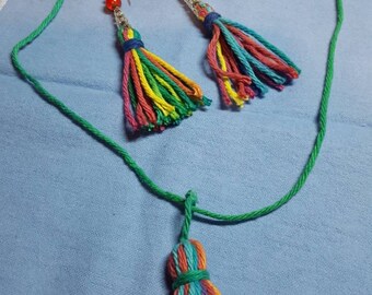 Colorful Tassel necklace & earring set