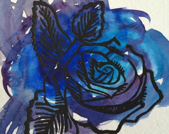 Rose - Linoleum Print (Colored)