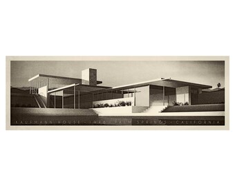 Kaufmann House. Palm Springs. USA. Modern architecture. *Please note, this print requires custom framing, does not fit standard frame sizes