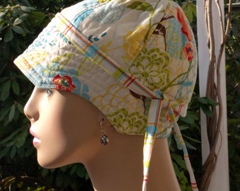 Women's Chemo Hats SALE Caps for Hair Loss Hummingbird Garden Reversible MEDIUM