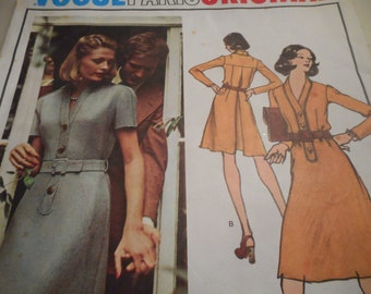 Vintage 1970's Vogue 2902 Paris Original Pierre Balmain Dress Sewing Pattern Size 16 Bust 38