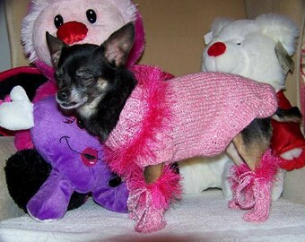Pink Poodle Puppy Leg Warmers Handmade Chihuahua Dog Slippers Knit Cat Booties Pet Socks Shih Tzu Shoes Yorky Moccasins Yoga Socks