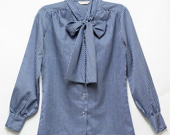70s Houndstooth secretary blouse