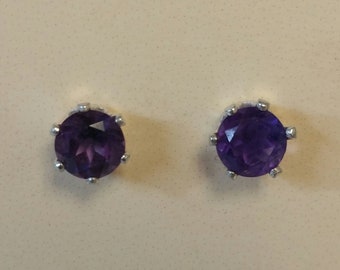 Faceted Amethyst Post Earrings