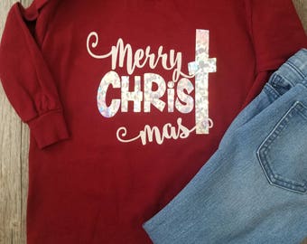 Merry Christ mas shirt, girls Christmas shirt