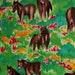 Black ponies run in in field fabric oop, horse fabric, sold by th 1/2 yard