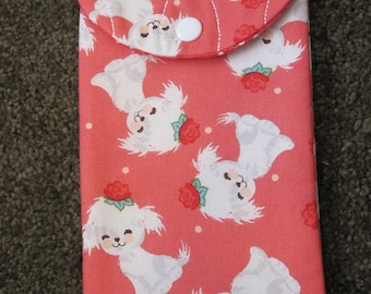 White Maltese Puppy Pencil Case, Large Sunglass Case, Large Phone Case.